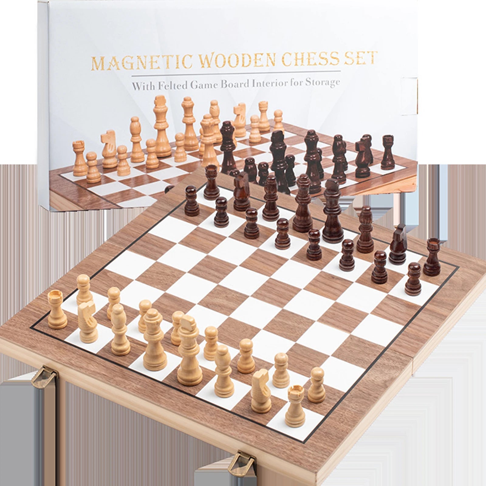 Wooden Chess Set Classic Foldable Christmas Gift Educational Toys Folding Chess Board Wood Chess Board for Adults Kids Teen