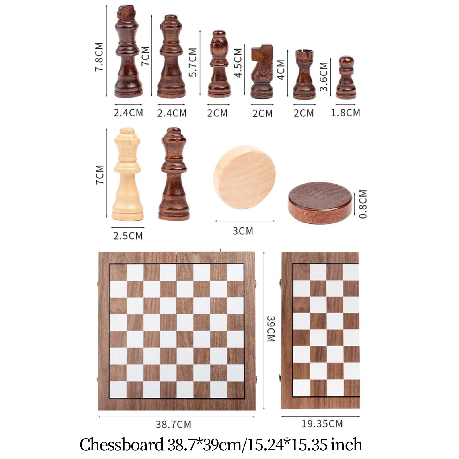 Wooden Chess Set Classic Foldable Christmas Gift Educational Toys Folding Chess Board Wood Chess Board for Adults Kids Teen