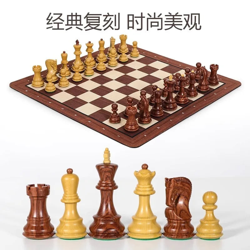 Luxury  Children's Portable International Chess Folding Chessboard Game Toys  Weighted  Double Queen Chess Pieces Storage Bag