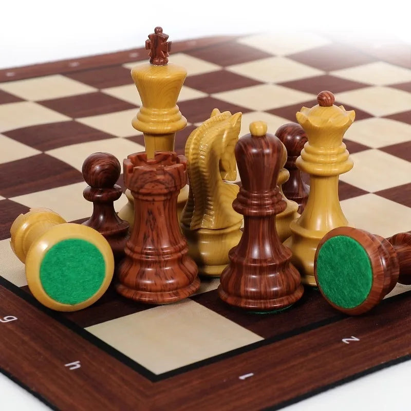 Luxury  Children's Portable International Chess Folding Chessboard Game Toys  Weighted  Double Queen Chess Pieces Storage Bag