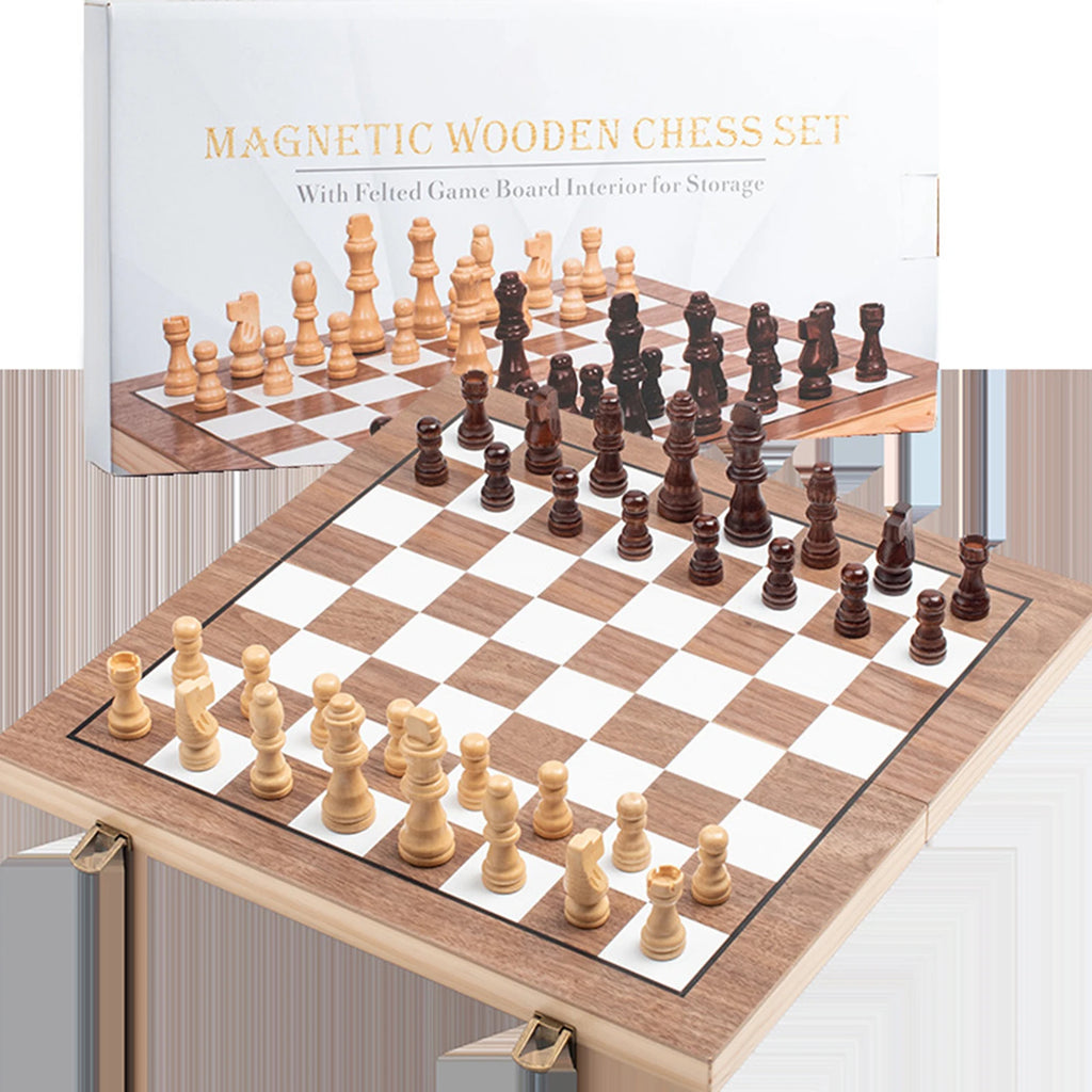 Wooden Chess Set Classic Foldable Christmas Gift Educational Toys Folding Chess Board Wood Chess Board for Adults Kids Teen