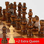 Magnetic Wooden Folding Chess Game Set With Felted Board Interior For Storage Adult Kids Beginner Large Chess Board 39cm*39cm