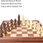 Chess and Checkers Wooden Luxury 38cm/15inch Wooden Box with Storage for 2 Extra Queens 2-in-1 Large Sizes and Chess Pieces